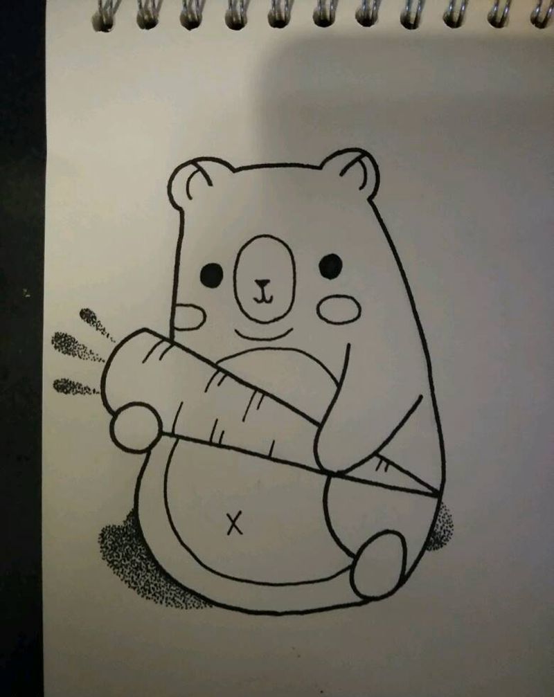 吃萝卜的小熊纹身图片