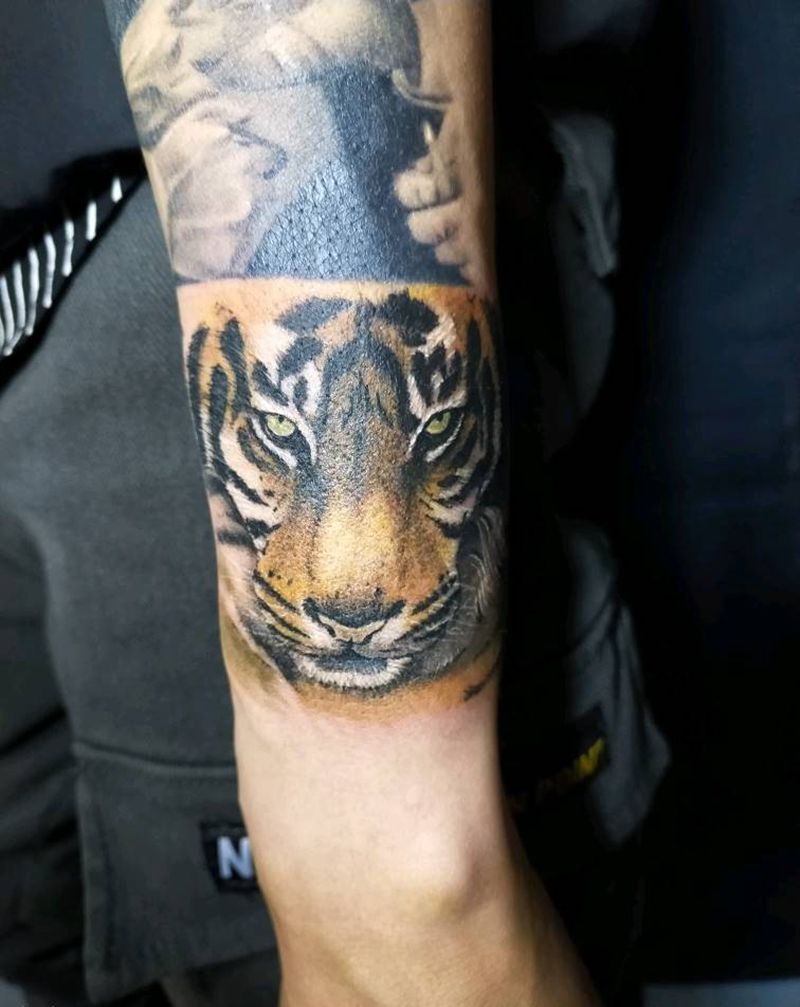 老虎纹身图片_欧美写实纹身图案