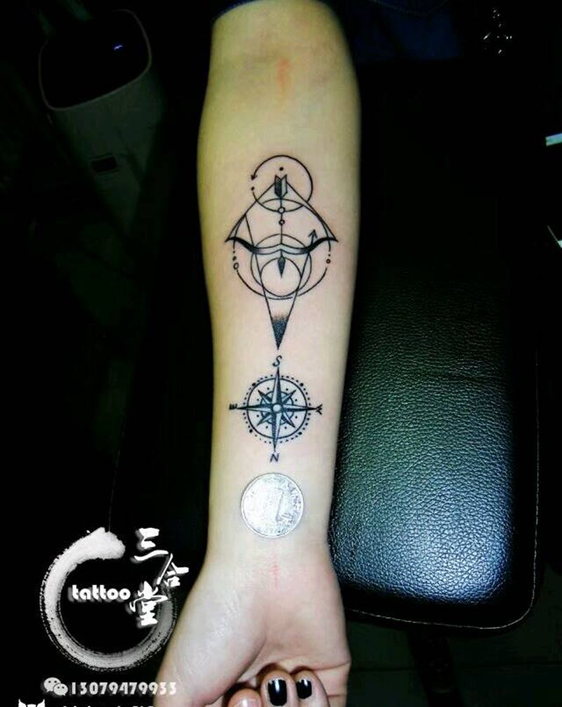 指南针纹身图片