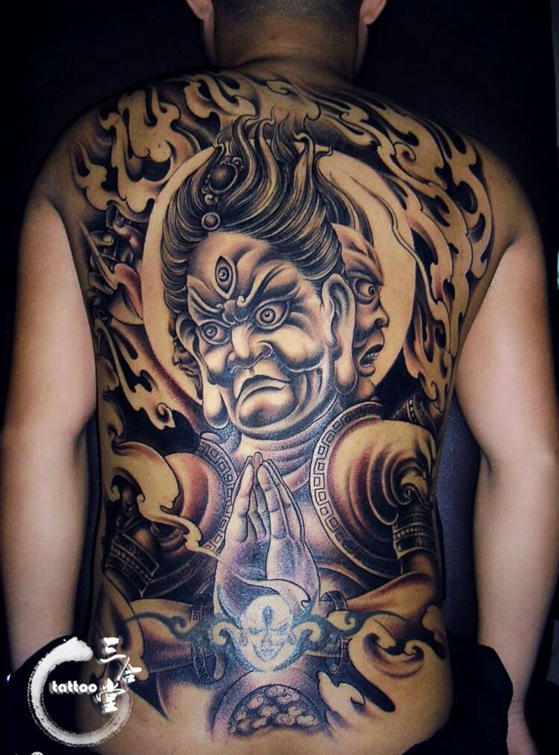 大黑天纹身图片_背部传统习俗人物宗教原创营口鲅鱼圈纹成品纹身图案