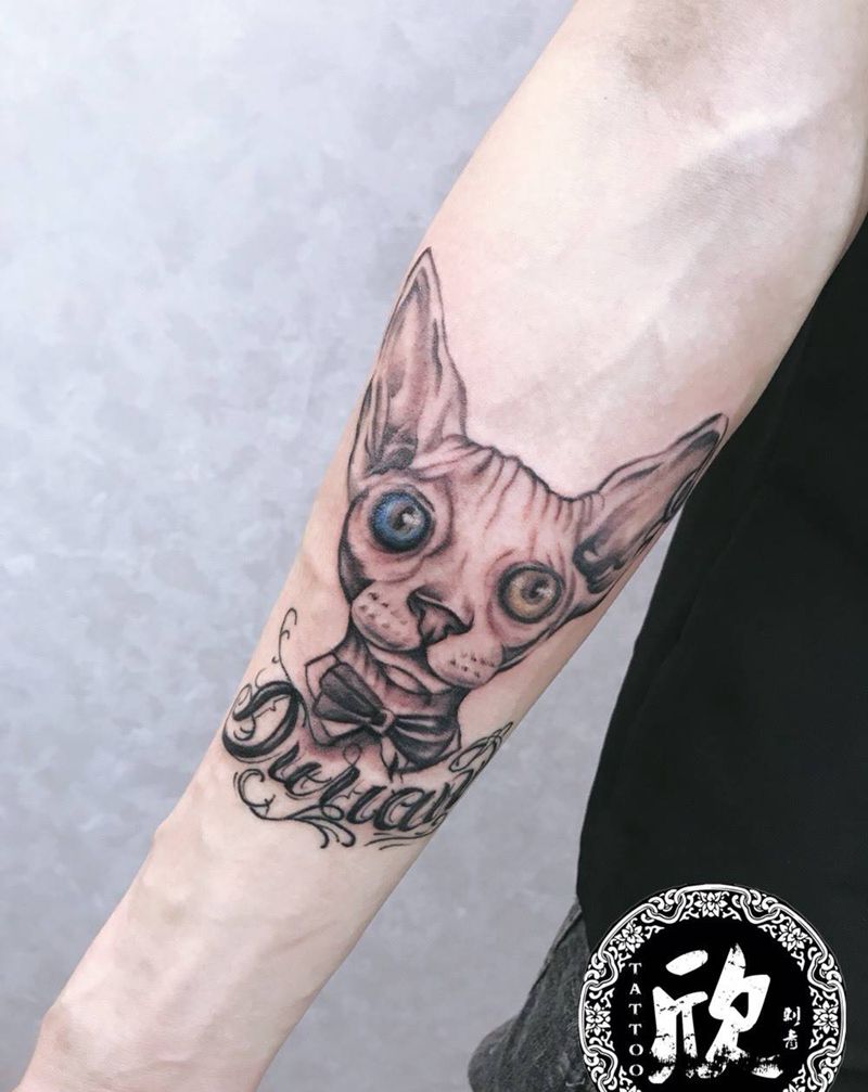 斯芬克斯纹身图片_成品手臂动物纹身图案