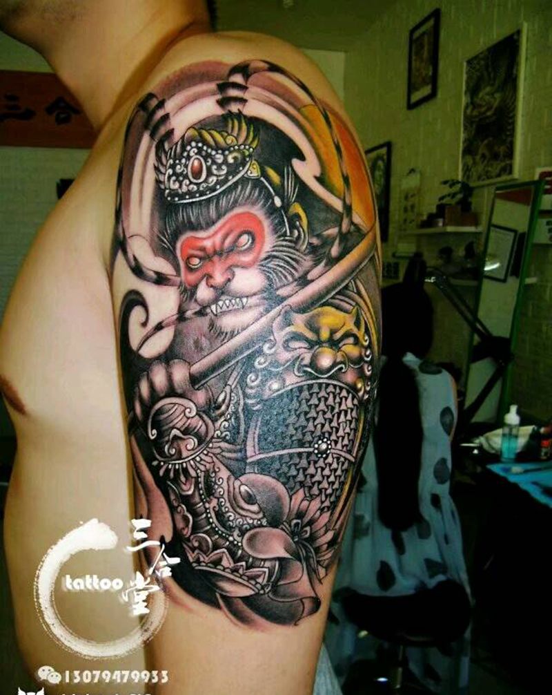 孙悟空纹身图片_手臂传统人物宗教营口成品纹身图案