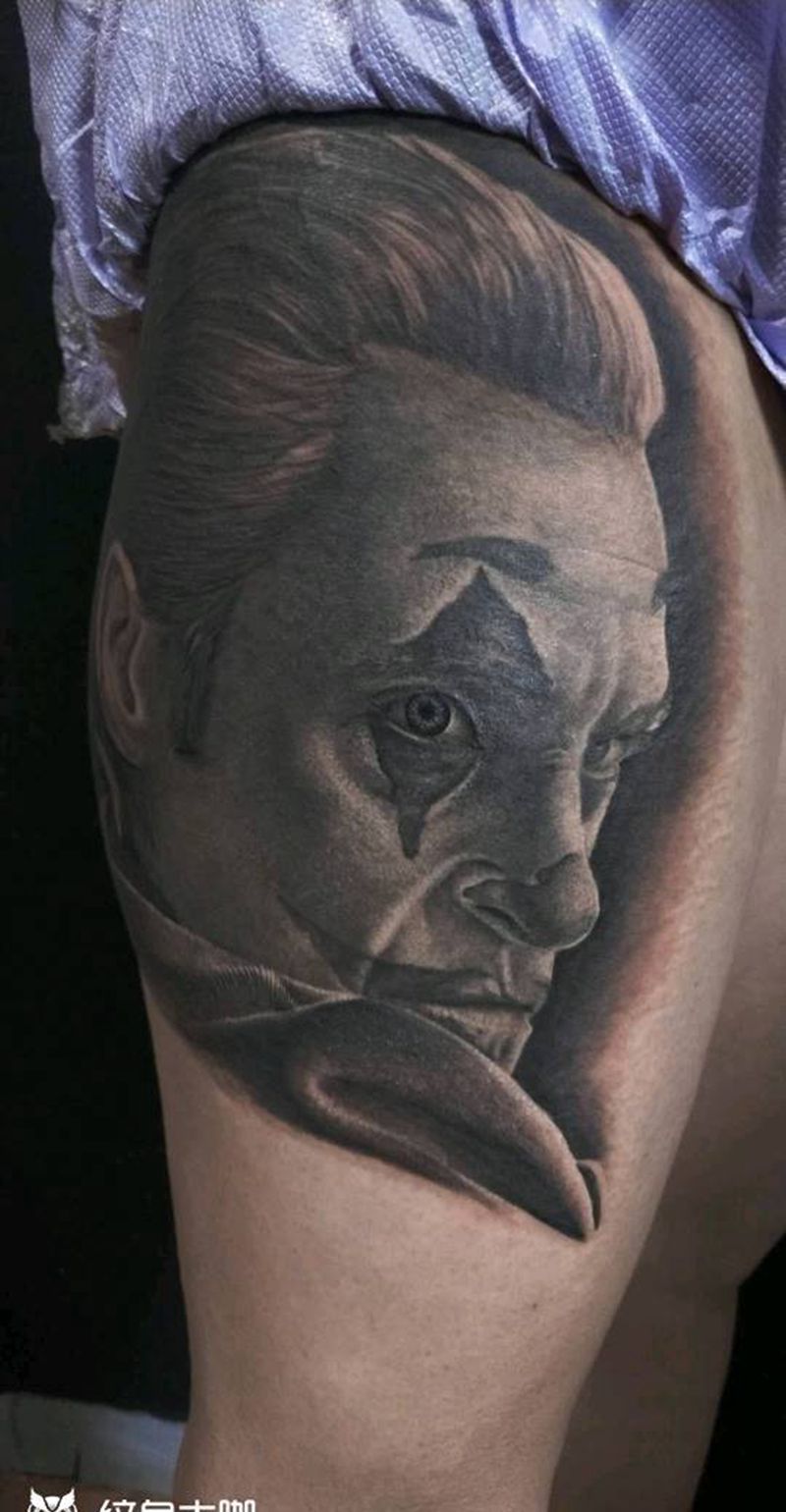 小丑纹身图片_欧美写实纹身图案