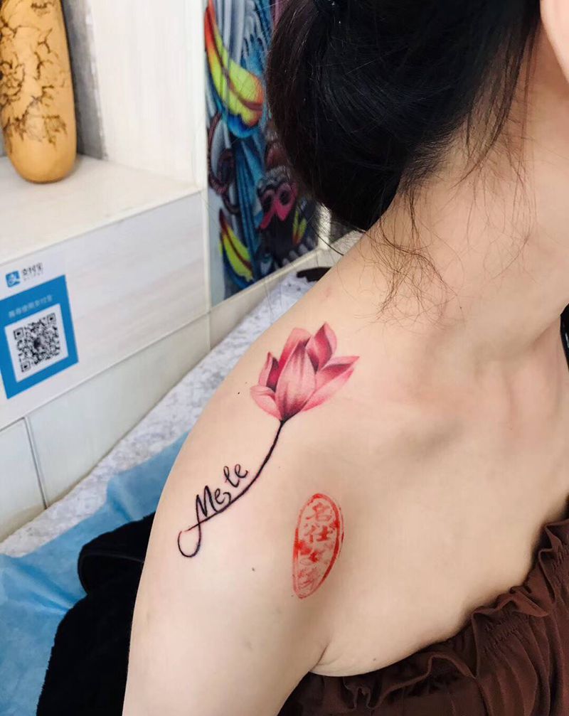 小清新纹身图片_肩部纹身图案