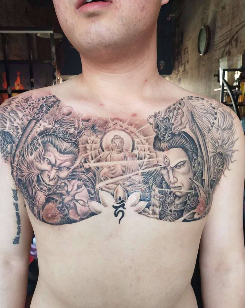 胸口纹身图片_胸部纹身图案