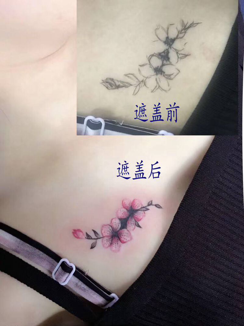 遮盖纹身图片_胸部纹身图案