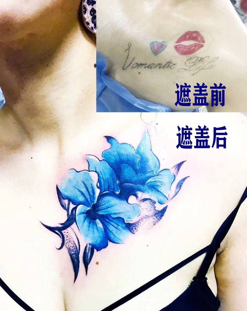 遮盖纹身图片_胸部纹身图案