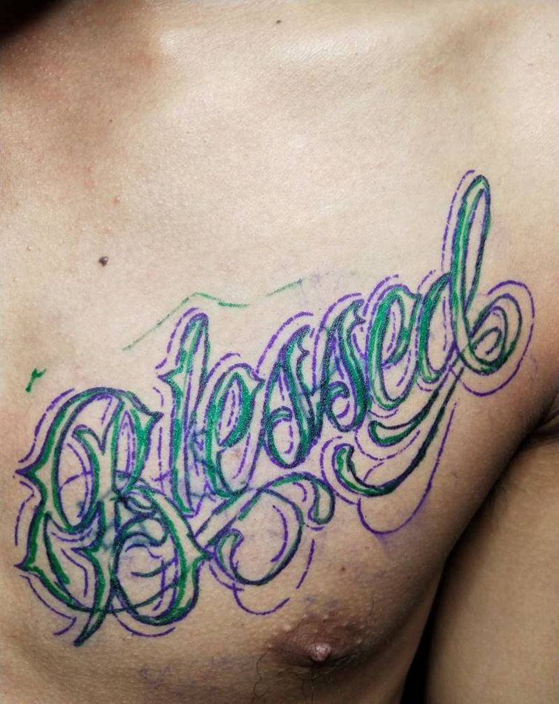 花体字遮盖纹身图片