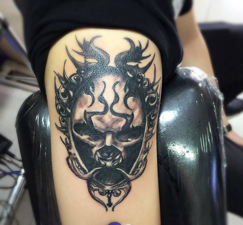 骷髅纹身图片_成品纹身图案