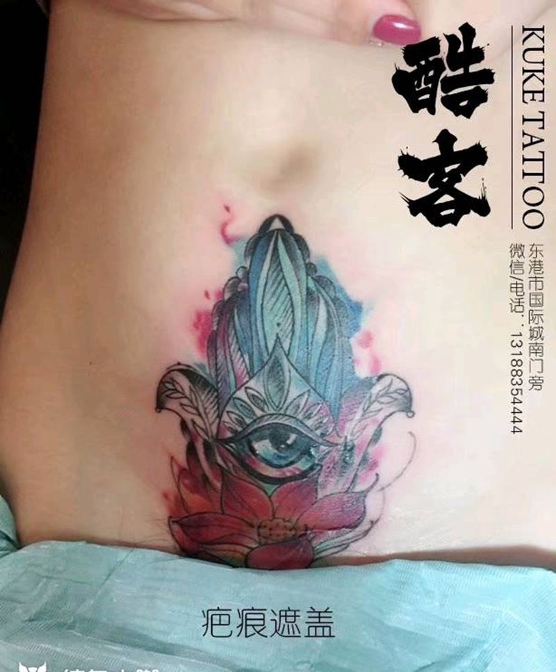 剖腹产疤痕遮盖纹身图片