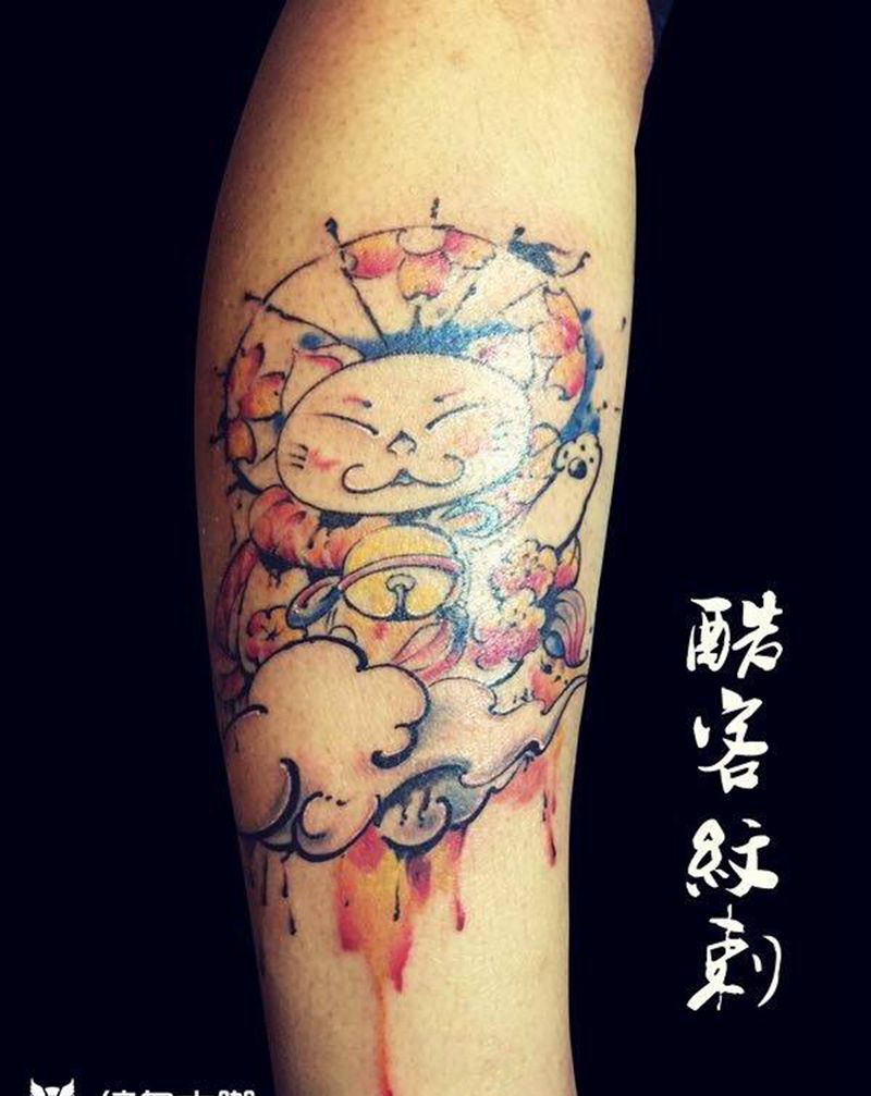 局部小猫纹身图片