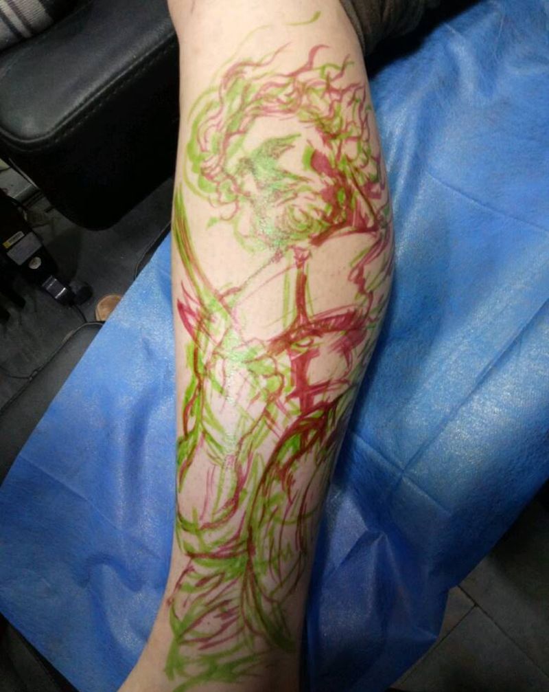 宙斯纹身图片_腿部欧美人物成品纹身图案