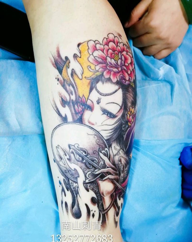 美艺妓纹身图片_手臂腿部新传统老传统纹身图案