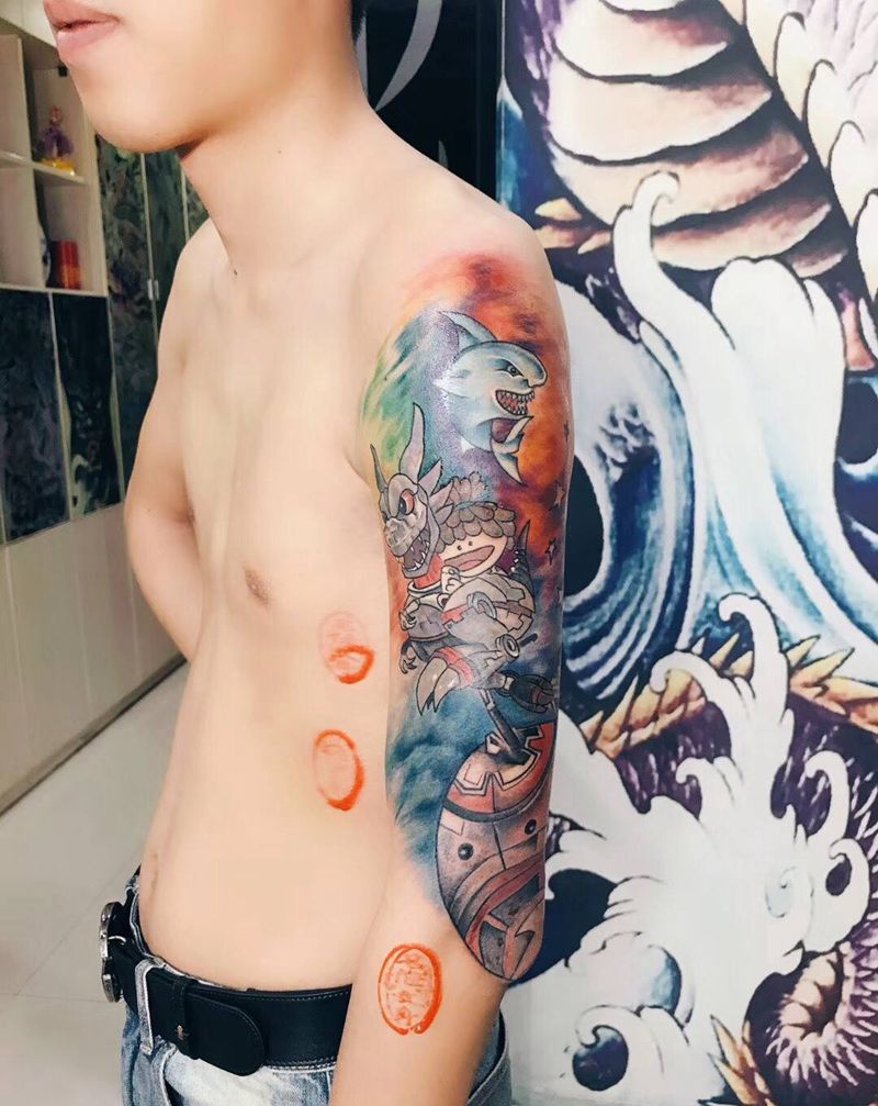 小欧美拼接纹身图片