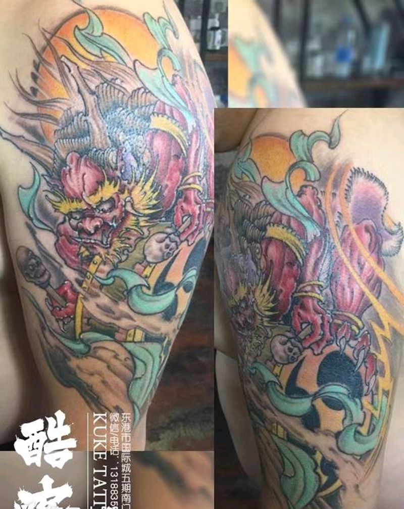 彩色雷神纹身图片