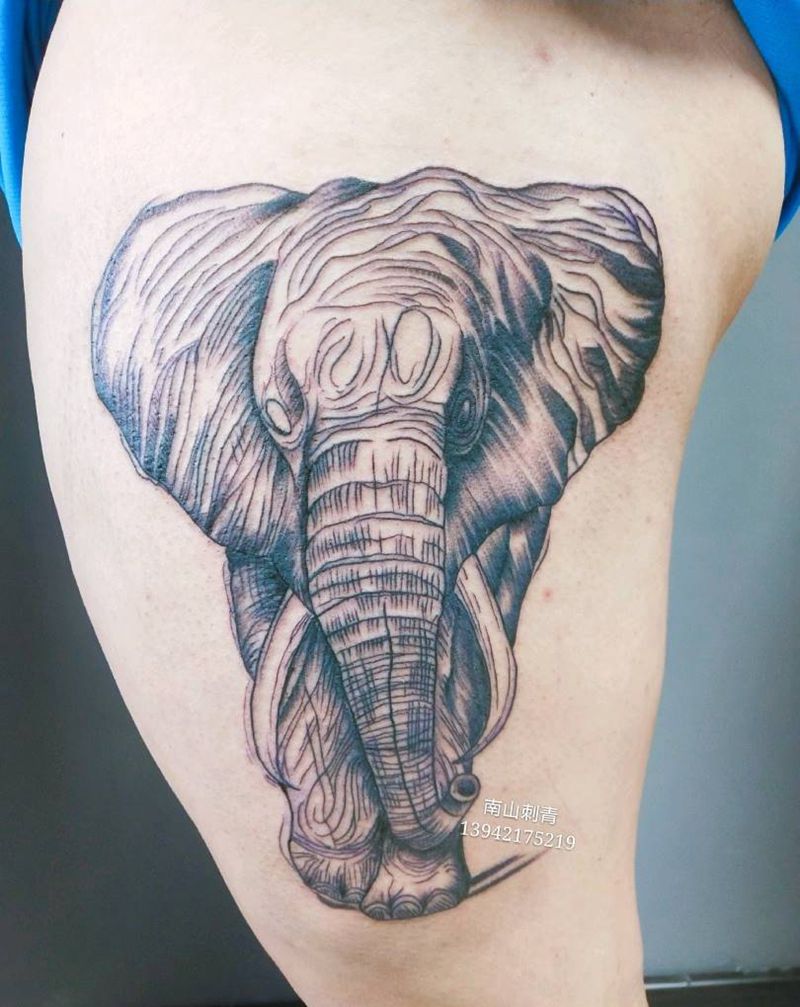 象纹身图片_腿部手部点刺几何纹身图案