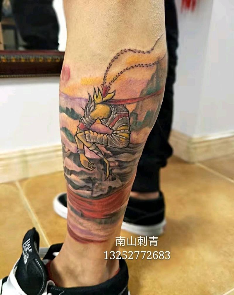 大圣归来纹身图片_脚部腿部新传统老传统纹身图案