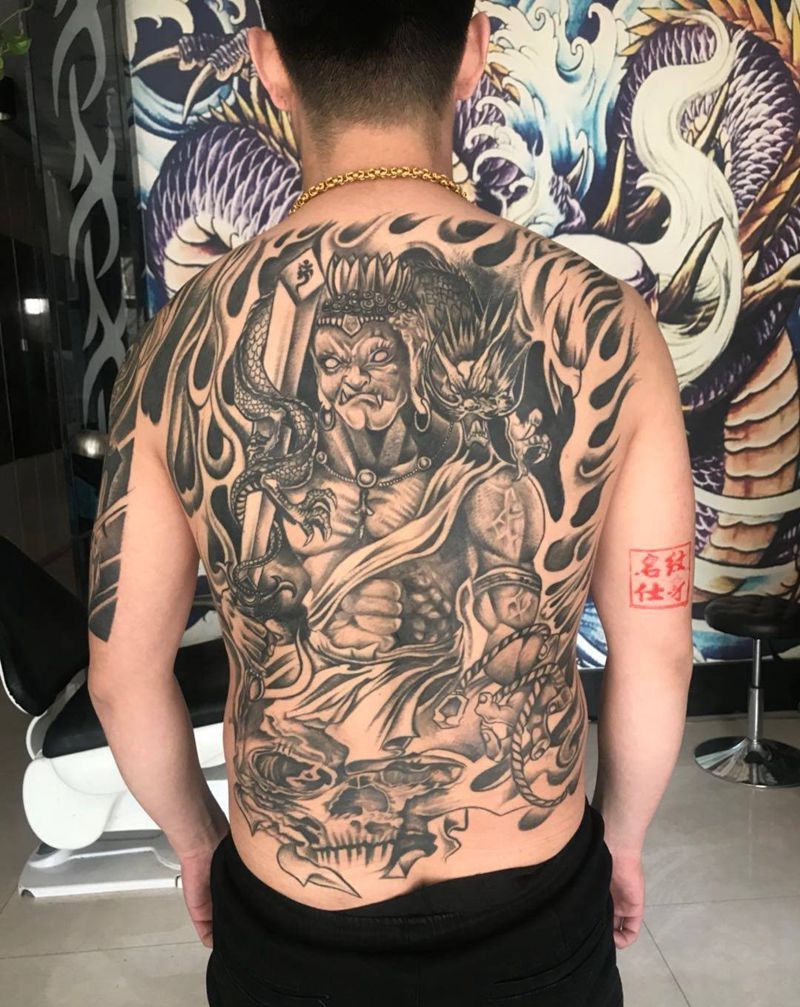 不动明王纹身图片