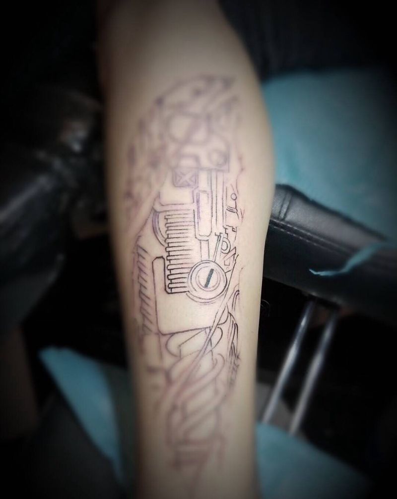 机械腿纹身图片