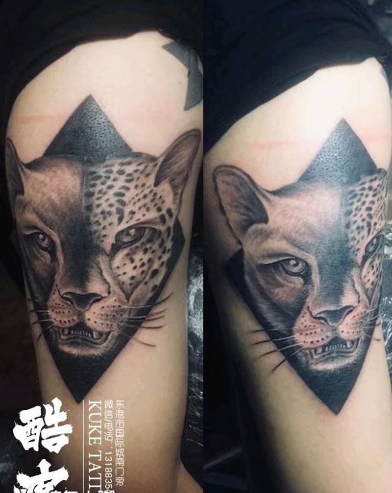 几何豹子纹身图片