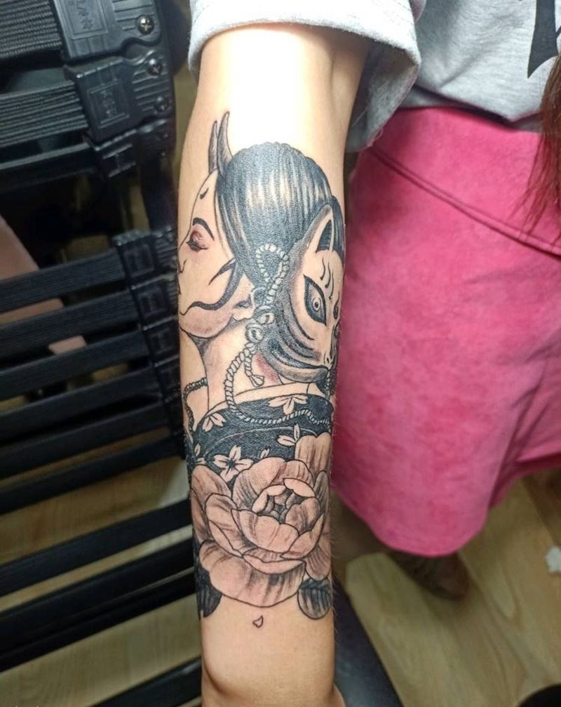 艺妓纹身图片_手臂新传统纹身图案