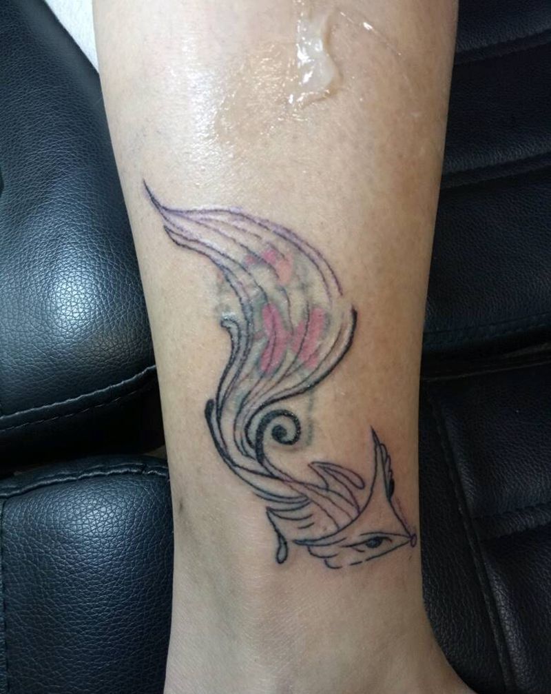 遮盖纹身图片_腿部清新动物成品纹身图案