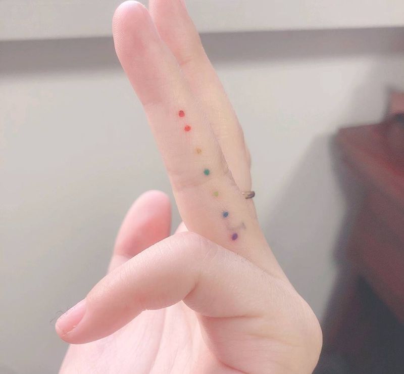 点点纹身图片_手臂手部水彩水墨纹身图案