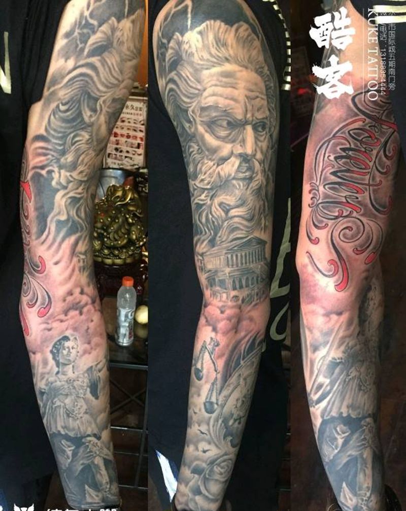 欧美写实花臂纹身图片