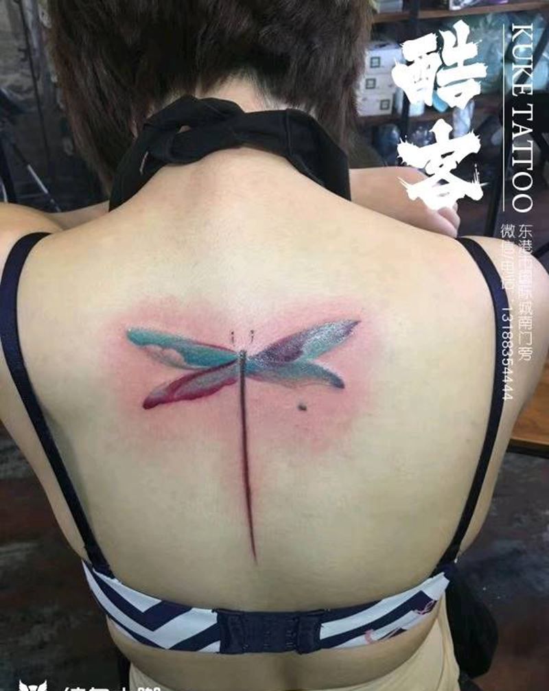 水墨蜻蜓纹身图片