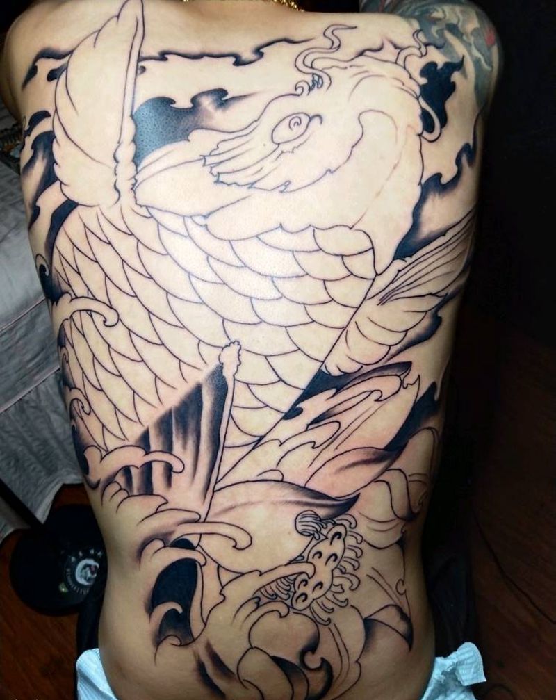 鱼  待完成纹身图片