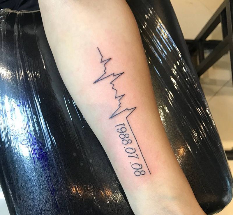 心电图纹身图片