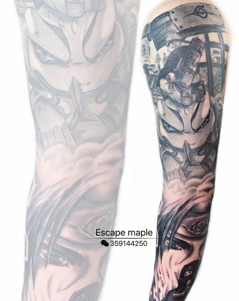 火影忍者纹身图片_插画手臂清新人物原创纹身图案