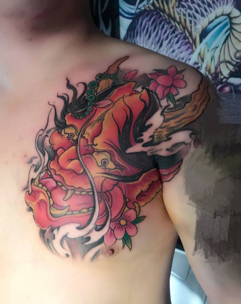 彩色般若纹身图片