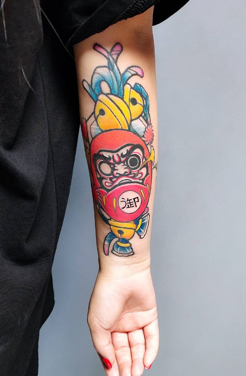 达摩蛋纹身图片_手部手臂新传统老传统达摩纹身图案