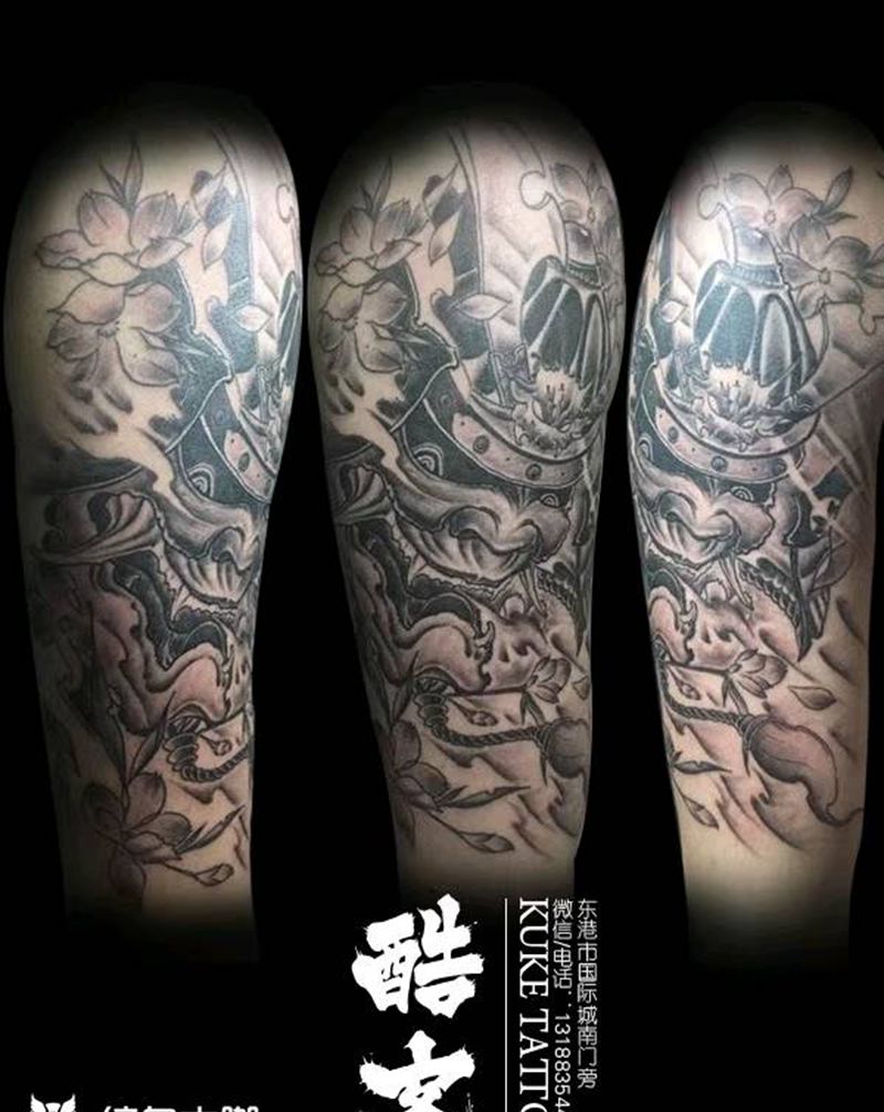 大臂鬼武士纹身图片