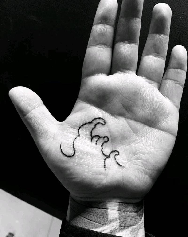 浪纹身图片_手部手臂图腾点刺纹身图案