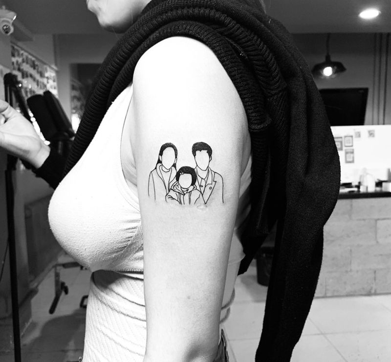 简笔画全家福纹身图片