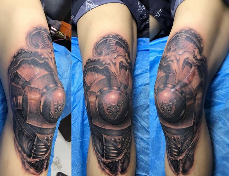 机械覆盖疤痕纹身图片