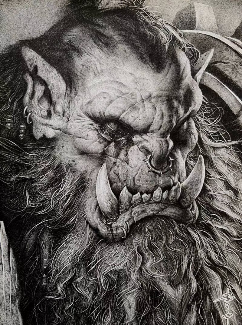 魔兽纹身图片_点刺欧美写实纹身图案