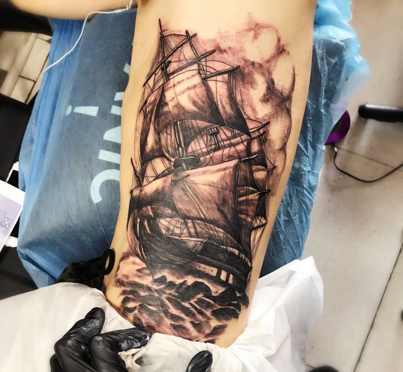 帆船纹身图片