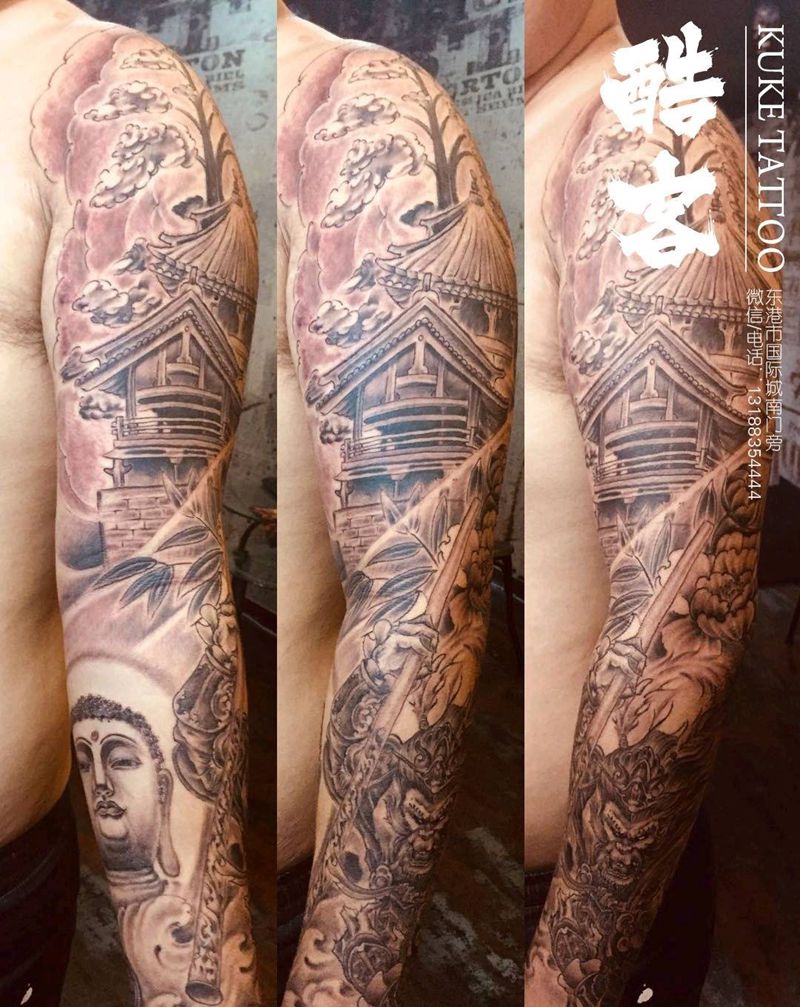 中国风花臂纹身图片