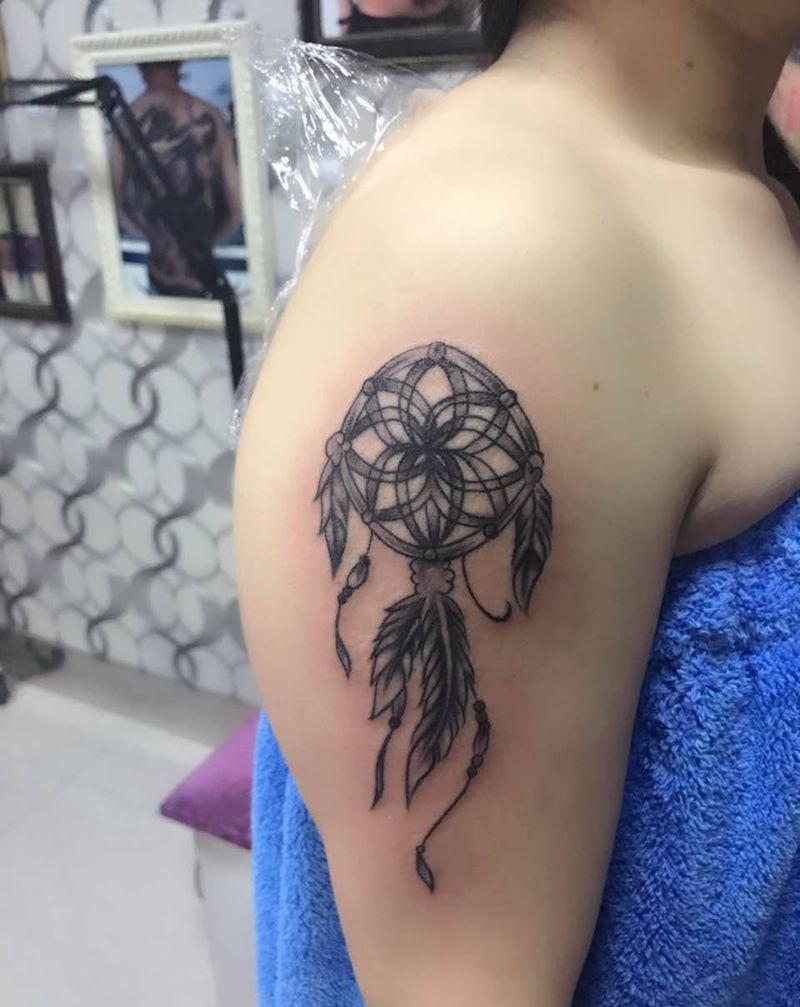 捕梦网纹身图片