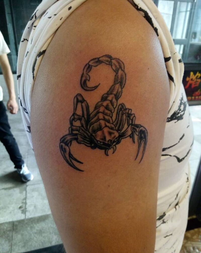 蝎子纹身图片_手臂传统动物成品纹身图案