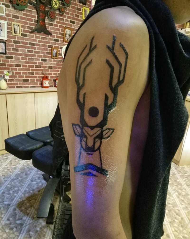 鹿纹身图片_手臂欧美图腾成品纹身图案