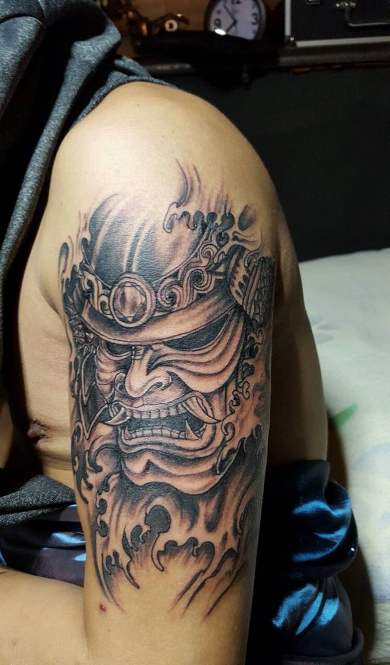 鬼武士纹身图片