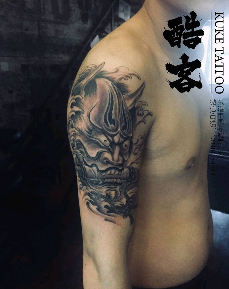 大臂般若纹身图片