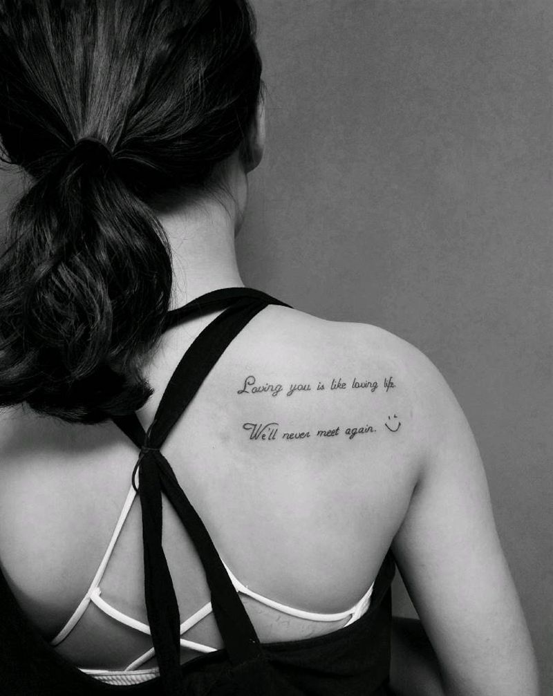 英文纹身图片_肩部背部图腾点刺纹身图案