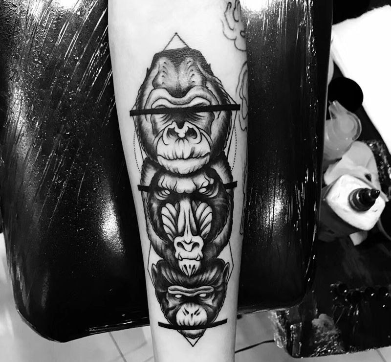“三不”猴纹身图片