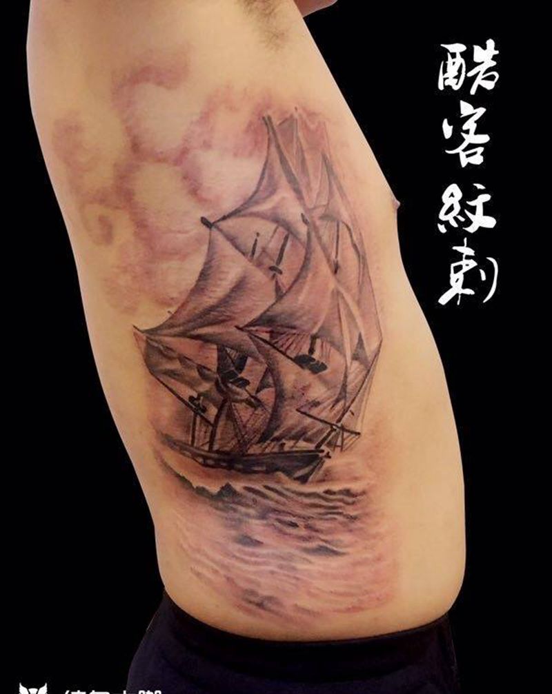 帆船纹身图片