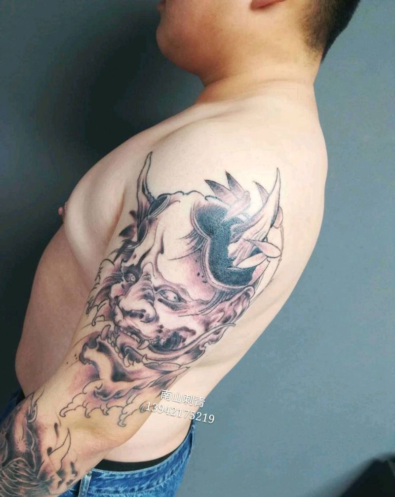 未完般若纹身图片_腰部手臂老传统新传统纹身图案